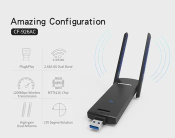 COMFAST usb-wifi-adapter 1200mbps Dual-Band wi-fi dongle computer AC netværkskort USB 3.0-antenne 802.11 ac/b/g/n 2,4 Ghz + 5,8 Ghz
