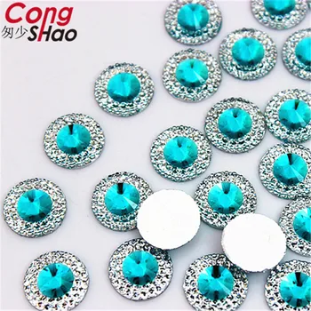 Cong Shao 200PCS 12mm Farverige Runde Flade Tilbage, sten og krystal, Harpiks, Sløjfe trim Perler Til Kostume-Knappen Håndværk CS495