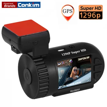 Conkim Mini 0805P Bil Dash Kamera 1296p 30fps H. 264 WDR GPS DVR Video Registrator Parkering Sensor Lav Spænding Beskyttelse Capacitor