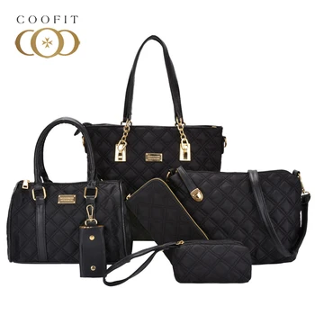Coofit NYE Brand Luksus Dame Håndtaske 6 Stk/sæt Composite Tasker sætter Kvinder Nylon Skulder Crossbody Taske Kvindelige Pung, Clutch Wallet