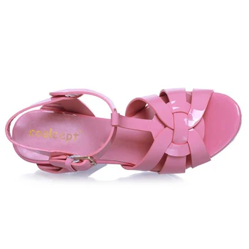 Coolcept T-strop kvalitet i ægte læder højhælede platform sandaler kvinder sexede fodtøj mode dame sko hot salg 33-40