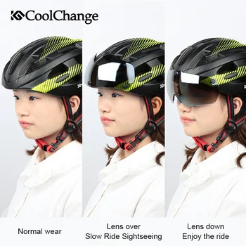 CoolChange Cykling Hjelm Med Lys Vindtæt Briller Cykel Hjelm MTB Insekt Net Integreret Støbt Mænd Kvinder cykelhjelm