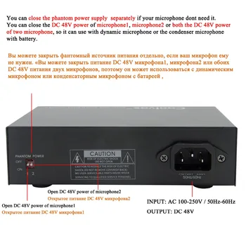 Coolvox Professionel DC 48v Dual Blandet Ouput phantomforsyning til rådighed Til drift af kondensatormikrofoner Udstyr til at Optage Musik 100V-250V