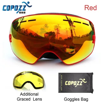 COPOZZ Mærke Ski Goggles Dobbelt Linse UV400 Anti Tåge Unisex Ski Snowboard Briller Med nattesyn, Opbevaring af Objektivet