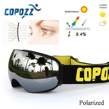 COPOZZ Nye Polariseret Ski Goggles Dobbelt linse Snowboard UV400 Sneeuwbril Anti-fog Ski Briller på Ski Voksen Snow Goggles GOG-201P