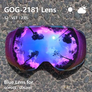 COPOZZ Oprindelige Magnetisk Linse til ski goggles GOG-2181 Linse, Anti-tåge UV400 Sfæriske Ski briller sne Snowboard goggles