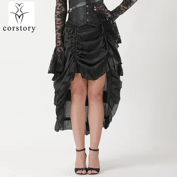 Corstory Multilayer Gul Chiffon Nederdel Victorianske Kostumer Gotiske Steampunk Sexet Tøj Nederdele Til Kvinder Matchende Corset