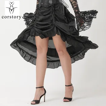 Corstory Multilayer Gul Chiffon Nederdel Victorianske Kostumer Gotiske Steampunk Sexet Tøj Nederdele Til Kvinder Matchende Corset