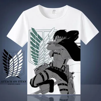 Coshome Angreb på Titan T-shirt Shingeki Ingen Kyojin Mikasa Levi Cosplay T-shirts, Kostumer Mænd Kvinder kortærmet Sommer Tees Toppe
