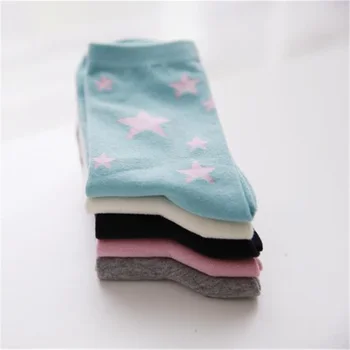 [COSPLACOOL]Ny Søde Candy Farve Stjerner mønster Korte Sokker kvinder behagelig blød enkel meias feminina calcetines mujer