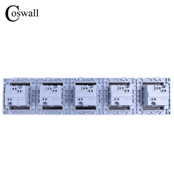 COSWALL 16A EU-Standard for Economy Outlet Luksus Væggen 5-Vejs Stikdåse Rustfrit Stål Panel Elektriske Stik AC 110~250V