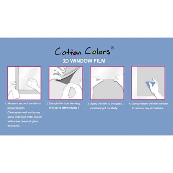 CottonColors Vindue Dække Film Hjem Dekorative Ikke-Lim 3D Statisk Dekorative vinduesglas Klistermærker 60 x 200cm