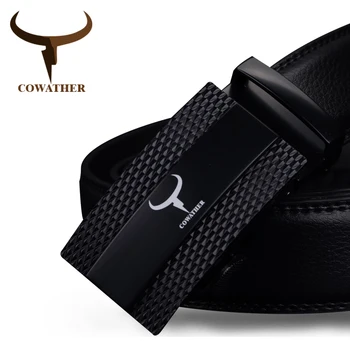 COWATHER ko læder bælter til mænd 2017 top qulaity automatisk legering spænde mandlig strap afslappet design originale mærke
