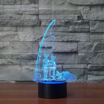 Creative USB-Fiskeri Værktøjer til Modellering Nat Lys 3D-7 Farver Visuelle Baby Sove bordlampe LED Home Decor Lys Armatur Kid Gave