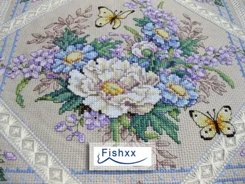 Cross Stitch Kits T063 Pladsen Blomster Elegante Almindelig Hamp Farve Malerier på Håndarbejde Sæt Broderi af Egyptisk Bomuld