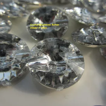 Crystal knapper, 2 huller rund 20mm rhainstone lyse sølv knap 50 stykker/Masse
