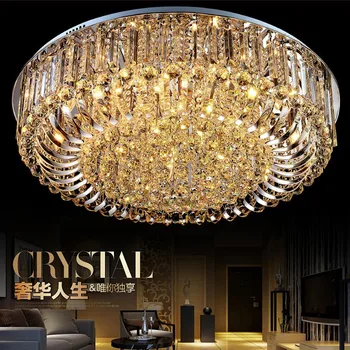 Crystal Loft Lys, Moderne Lamper Luksus Loft lamper Chrome luminaria deckenleuchte Runde Krystal Belysning i Hjemmet LED-Armatur