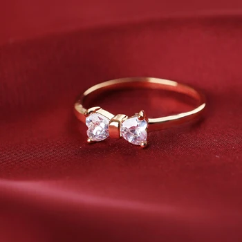 Crystal Ringe Kvindelige Anillos Zircon Guld Bue Finger Ring For Kvinder Anel Bryllup Engagement Smykker Tilbehør R513