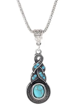 Crystal Tibetanske Rhinestone Cross Geometriske Halskæde Til Kvinden Runde Charmerende Blå Sten Infinity Vedhæng Smykker