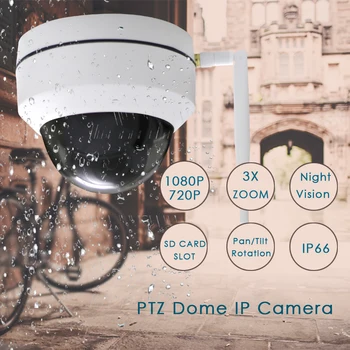 CTVMAN Sikkerhed IP-Kamera Wifi PTZ Dome H. 264 Overvågning Udendørs Kameraer 1080P Vandtæt Pan/Tilt/Zoom-3X H. 264 Infrarød