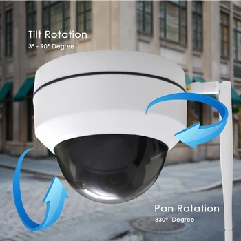 CTVMAN Sikkerhed IP-Kamera Wifi PTZ Dome H. 264 Overvågning Udendørs Kameraer 1080P Vandtæt Pan/Tilt/Zoom-3X H. 264 Infrarød