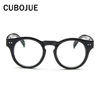 Cubojue Vintage Runde Briller til Mænd, Kvinder Retro Cirkel Kvindelige Grade Point Optisk Klar Linse Brille Sort/brun/blomst Briller