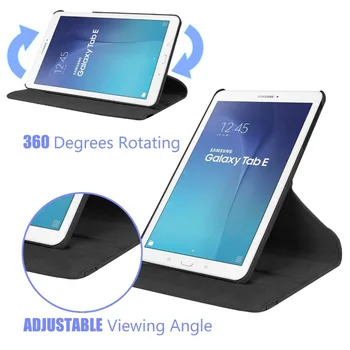 CucKooDo 360 Graders Roterende Stander Auto Sleep-Wake Smart Cover til Samsung Galaxy Tab E 8.0 SM-T377 4G LTE 8-Tommer