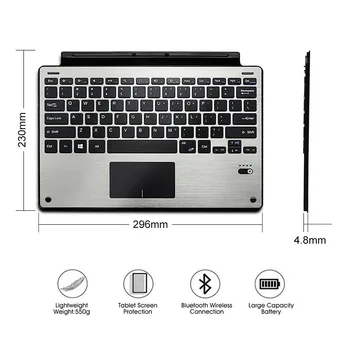 CucKooDo Til Microsoft Surface 3,Slanke Aluminiums Bluetooth-Tastatur Tilfælde Stå Med Touchpad ' En Til Microsoft Surface 3 10.8 Tommer