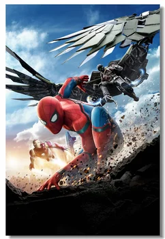 Custom Lærred Væg Udsmykning Spider-man Plakat Spider-man Homecoming Mærkat Vægmalerier Marvel Superhelte Tapet Kid Soveværelse #0116#