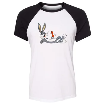 Cute Bugs Bunny Raglan Short T-Shirt Kvinder Animationsfilm Pokémon Meowth Print T-shirt Pige Tshirt Bap B. et.s Koncert Matrix Sommer Toppe