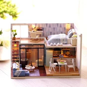 CUTEBEE DIY Dukke Hus, Træ-dukkehuse Miniature dukkehus Møbler Kit Legetøj til børn Julegave L023