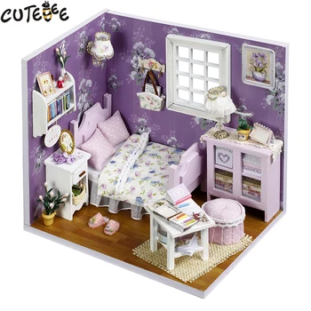 CUTEBEE DIY dukkehus Miniature, Dukkehus med Møbler sommerhus i Træ Legetøj For Børn, Fødselsdag, Gave H01