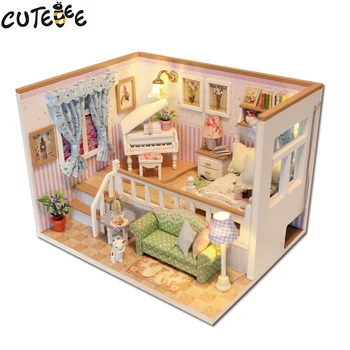 CUTEBEE dukkehus Miniature DIY Dukkehus Med Møbler, Træ-Hus Stjerner Himlen Legetøj Til Børn, Fødselsdag, Gave M026