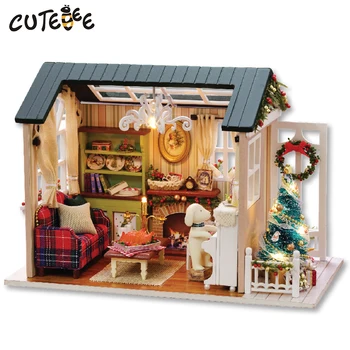 CUTEBEE dukkehus Miniature DIY Dukkehus Med Møbler sommerhus i Træ Legetøj Til Børn, Ferie Gange Z009