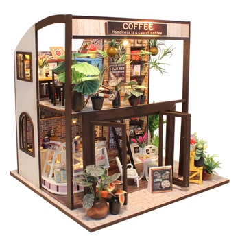 CUTEBEE dukkehus Miniature DIY Dukkehus Med Møbler i Træ Hus, som Venter på Tid, Legetøj Til Børn, Fødselsdag, Gave M027
