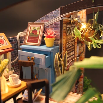 CUTEBEE dukkehus Miniature DIY Dukkehus Med Møbler i Træ Hus, som Venter på Tid, Legetøj Til Børn, Fødselsdag, Gave M027