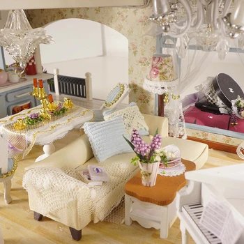 CUTEBEE dukkehus Miniature DIY Dukkehus Med Møbler sommerhus i Træ Legetøj For Børn, Fødselsdag, Gave PROVENCE A032
