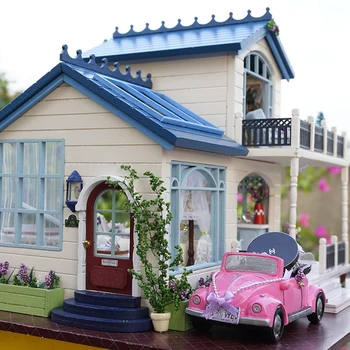 CUTEBEE dukkehus Miniature DIY Dukkehus Med Møbler sommerhus i Træ Legetøj For Børn, Fødselsdag, Gave PROVENCE A032