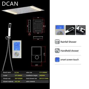 D Digital Brusebad Sæt Controller Touch Kontrolpanel SUS304 Nedbør Badeværelse Termostatisk Kontrol-Led Digital Brusebad Hane