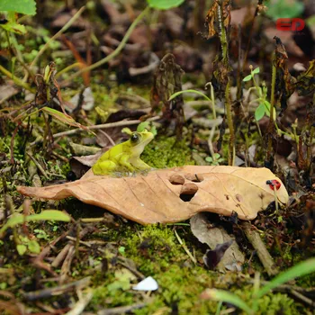 DAGLIGDAGS SAMLING harpiks Frog håndværk mini polyresin dyr have miniature figurer frøen på bladet statue
