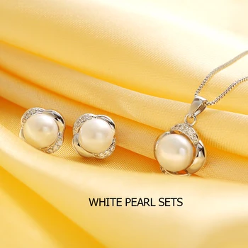 Dainashi 925 sterling sølv smykker sæt ørering/halskæde pearl smykker til kvinder sterling-sølv-smykker sæt med gaveæske