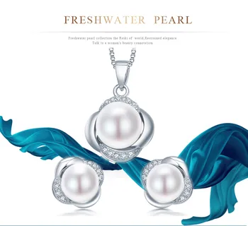 Dainashi 925 sterling sølv smykker sæt ørering/halskæde pearl smykker til kvinder sterling-sølv-smykker sæt med gaveæske