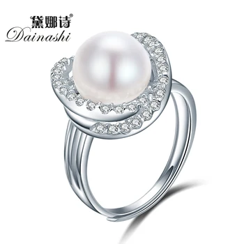 Dainashi Bøde På Tværs Af Runde Ringe Til Kvinder 925 Sterling Sølv Smykker Naturlige Hvide Perle Smykker Justerbare Ringe 2016 Smykker