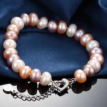 Dainashi i Dag Behandle natursten Ferskvand dråbeformet Perle armbånd til kvinder, piger gaver 925 sterling sølv kæde lås