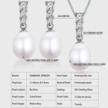 Dainashi Nye ankomst brude kvinder geometriske naturlige ferskvands perle smykker sæt med 925 sterling sølv af høj kvalitet smykker