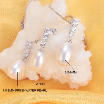 Dainashi Nye ankomst brude kvinder geometriske naturlige ferskvands perle smykker sæt med 925 sterling sølv af høj kvalitet smykker