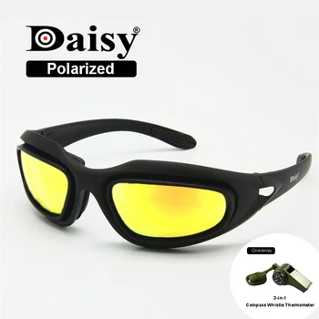 Daisy C5 Polariseret Army Briller, Militære Solbriller 4 Linse Kit, Mænds Desert Storm Krig Spil Taktisk Sportslige Briller