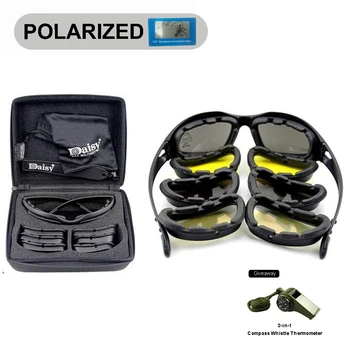 Daisy C5 Polariseret Army Briller, Militære Solbriller 4 Linse Kit, Mænds Desert Storm Krig Spil Taktisk Sportslige Briller