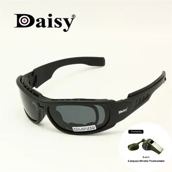 Daisy C6 Polariseret Ballstic Army Solbriller Militære Beskyttelsesbriller Rx Indsæt 4 Linse Kit Mænd Bekæmpe Krig Spil Taktiske Briller