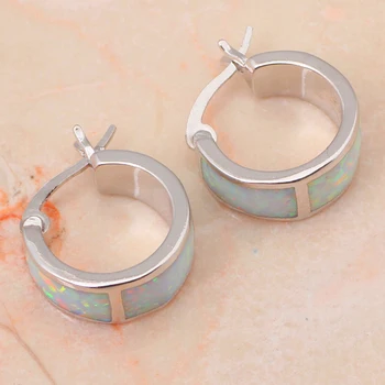 Damer' style Populære Runde øreringe til kvinder Hvid Ild Opal Sølv Stemplet Dråbe Øreringe Mode Opal Smykker OE358A